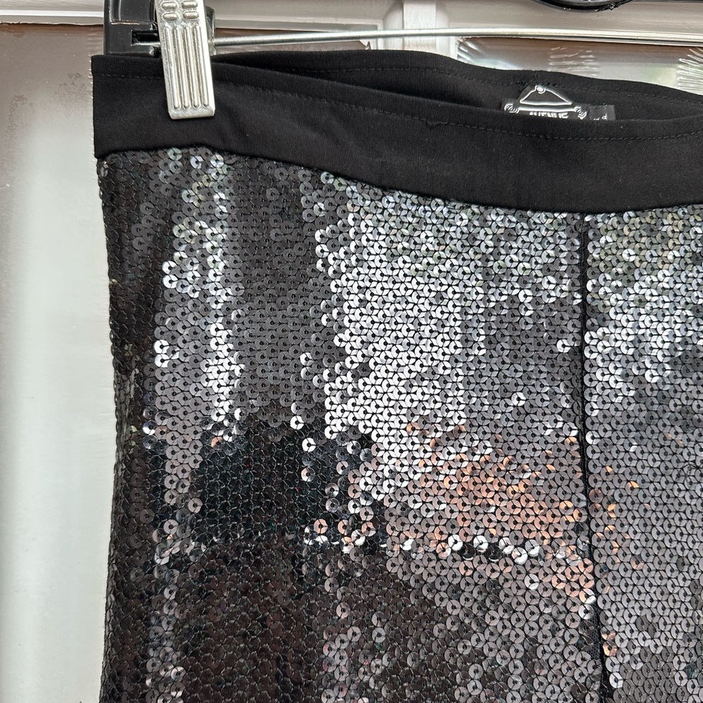 Vintage Avenue Montaigne Y2K Glamorous Black Sequin Cassis Leggings Size 4 S - Picture 4 of 11